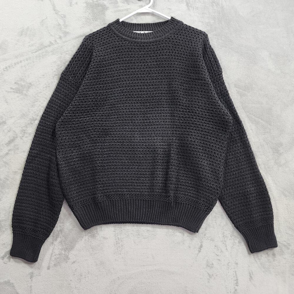 Vintage BASIX Fenn Wright & Manson Sweater Womens XL Black Chunky Crew Neck